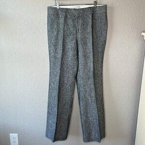 Banana Republic 100% Linen Dark Marled Grey The Martin Fit Trouser Pants Size 14